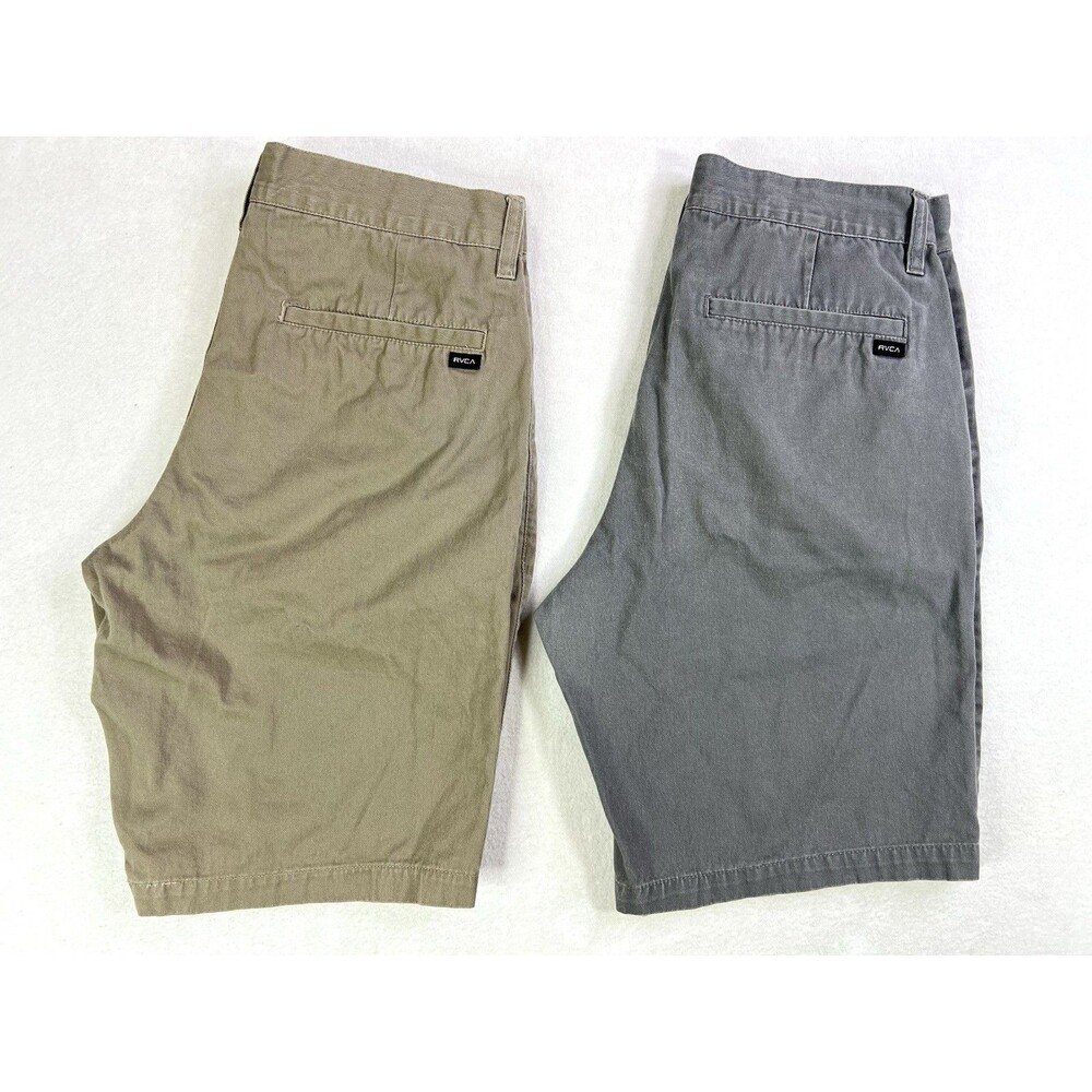 Lot of 2 RVCA Chino Shorts Nature Industry Skate Outdoors 10” Mens 30 Grey Khaki